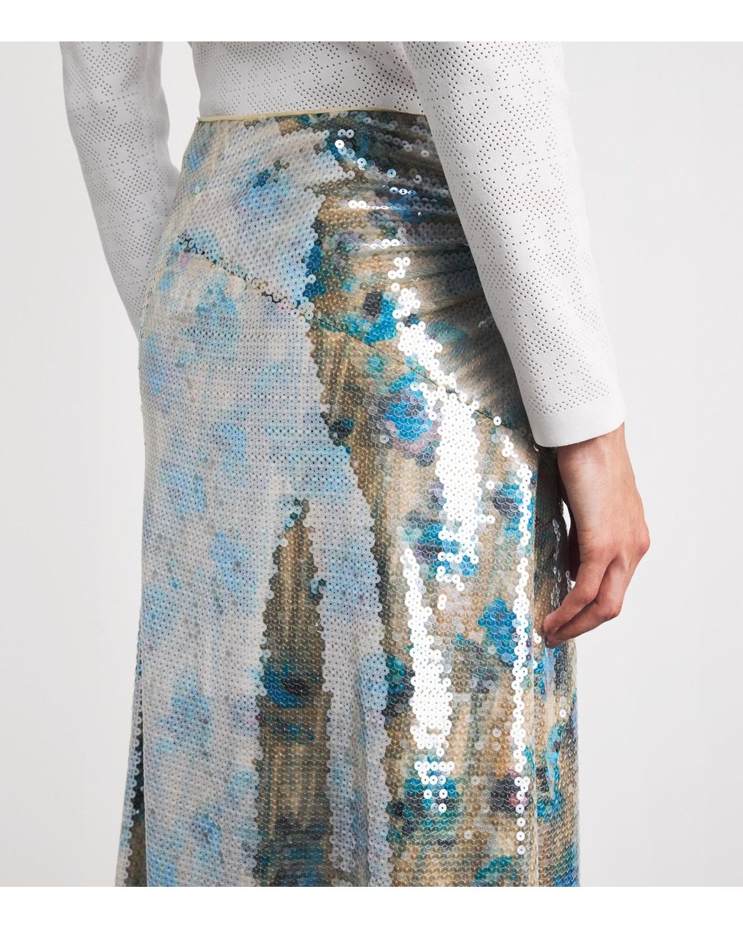 Tory Burch Blue Sequin Midi Skirt