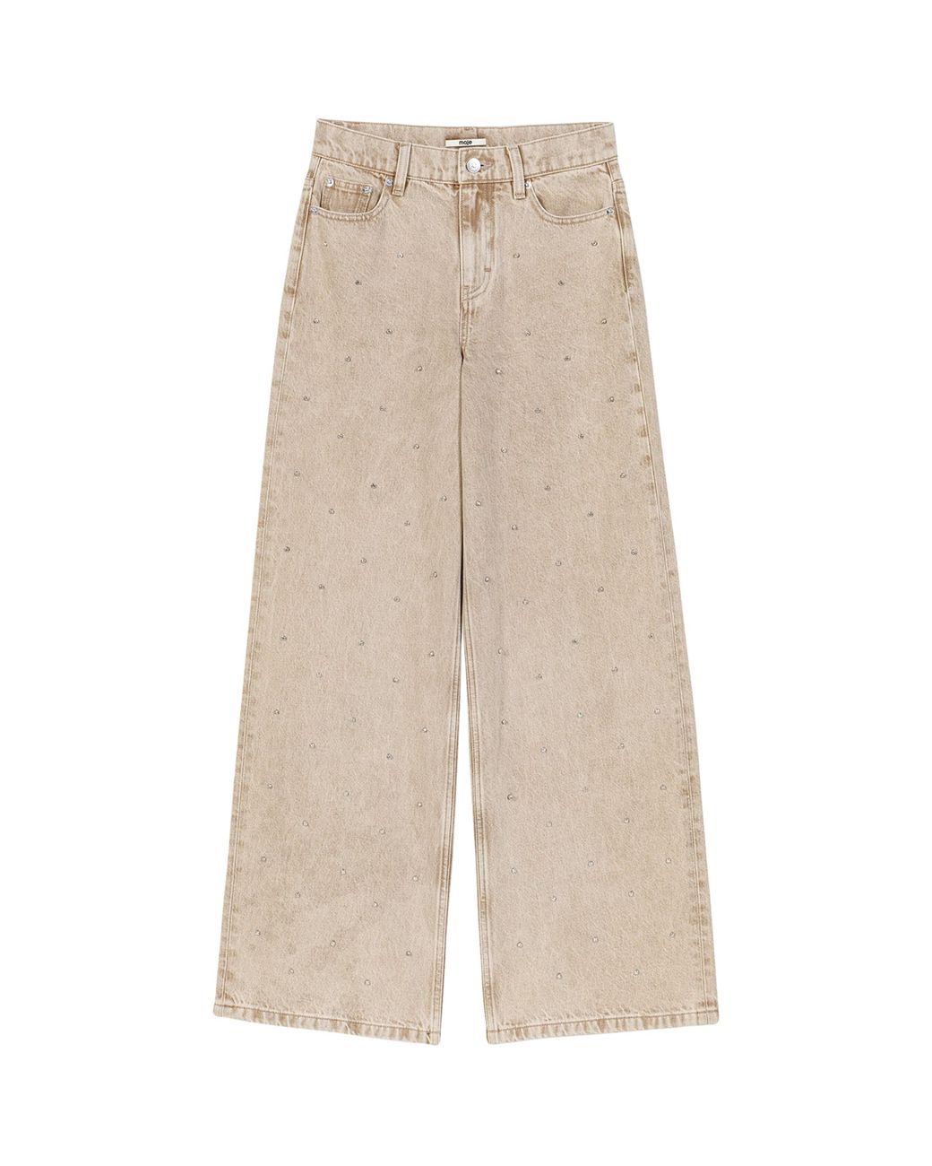 Maje Natural Rhinestone-Embellished Wide-Leg Jeans
