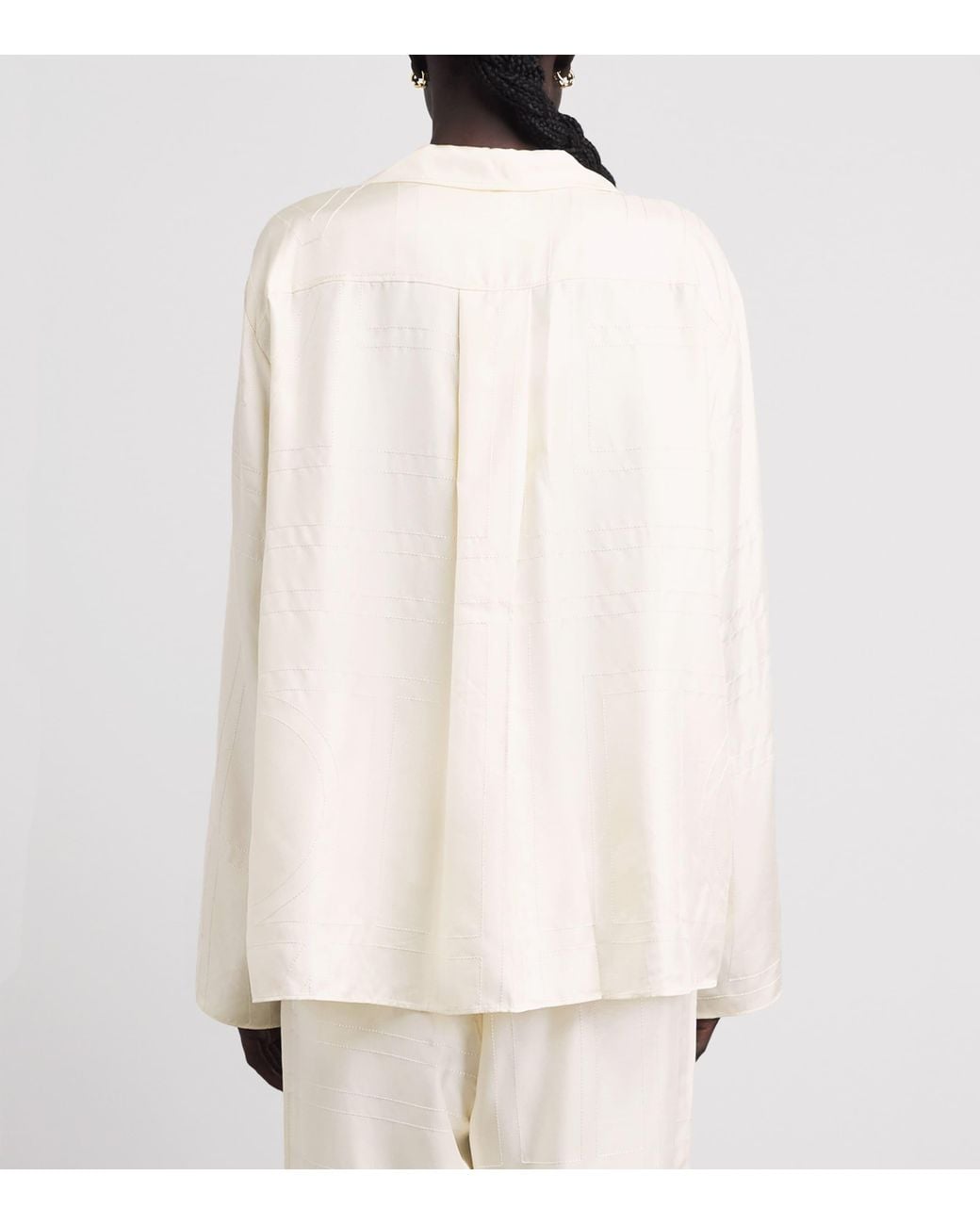 Totême White Silk Embroidered Monogram Shirt