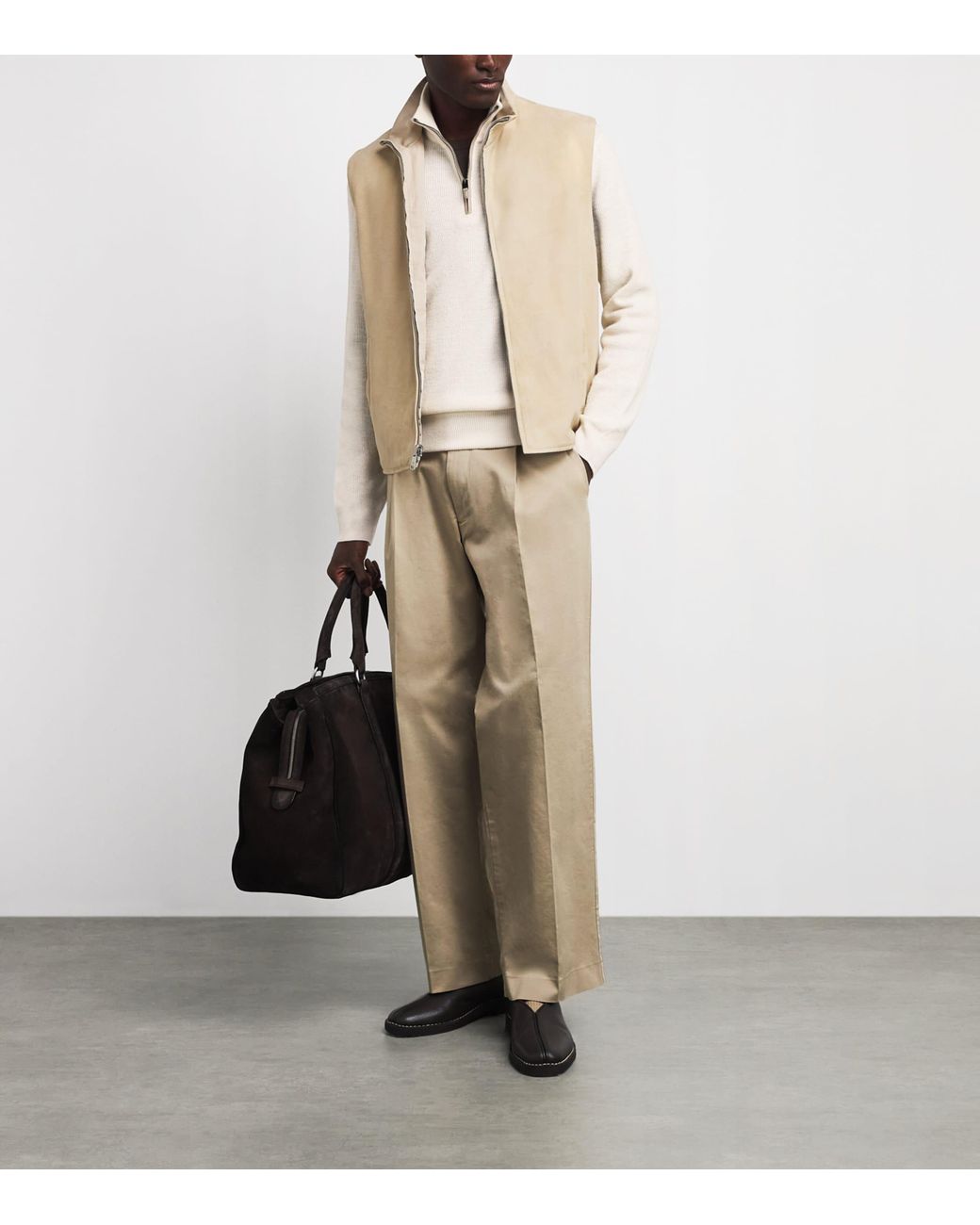 Canali White Wool-Cashmere Quarter-Zip Sweater for men