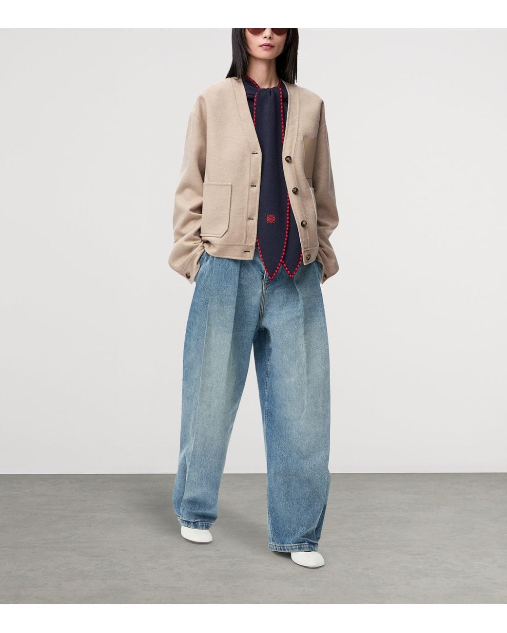 Loewe Natural Wool-Cashmere Anagram Cardigan