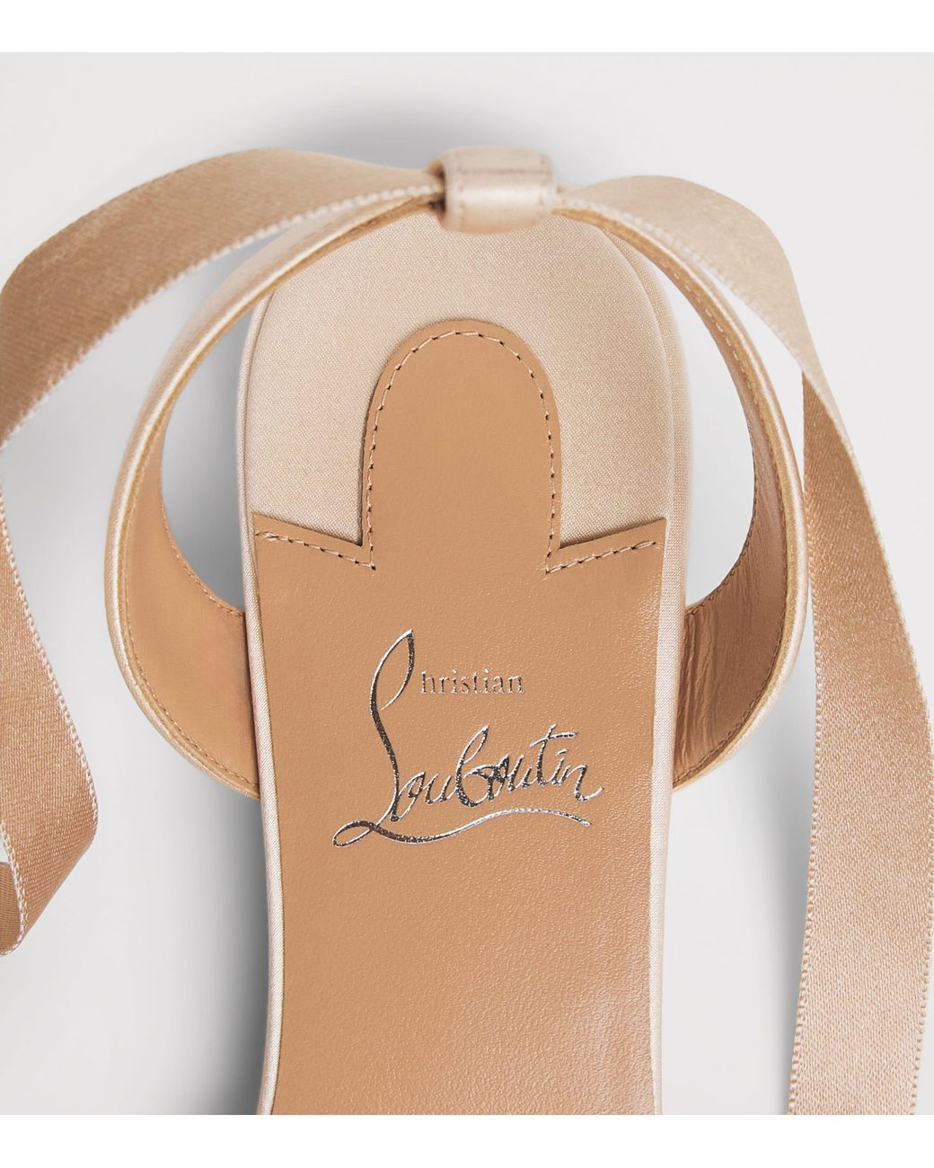 Christian Louboutin Natural Cassia Lace-Up Satin Ballet Flats
