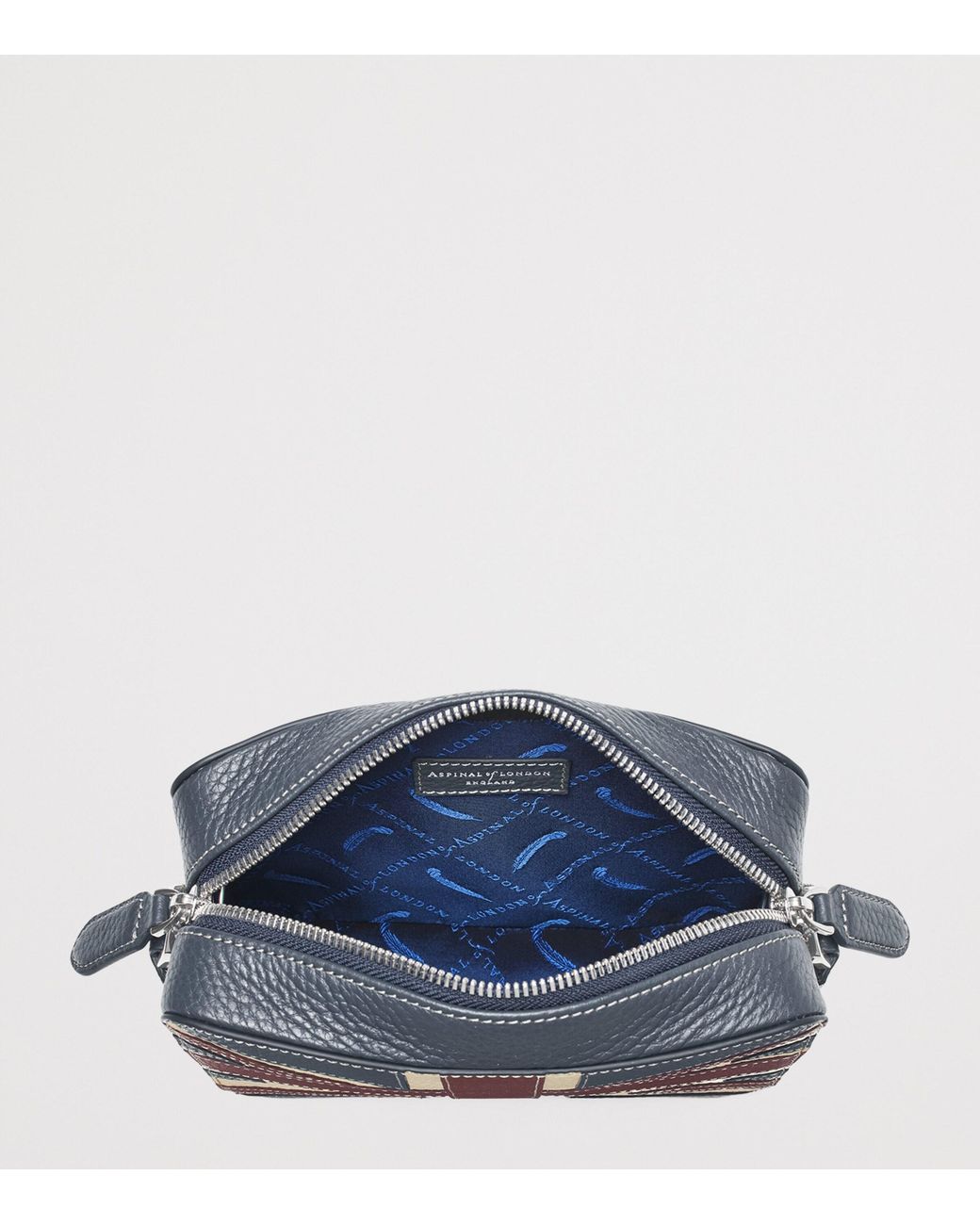 Aspinal Blue Leather Union Flag Camera Bag