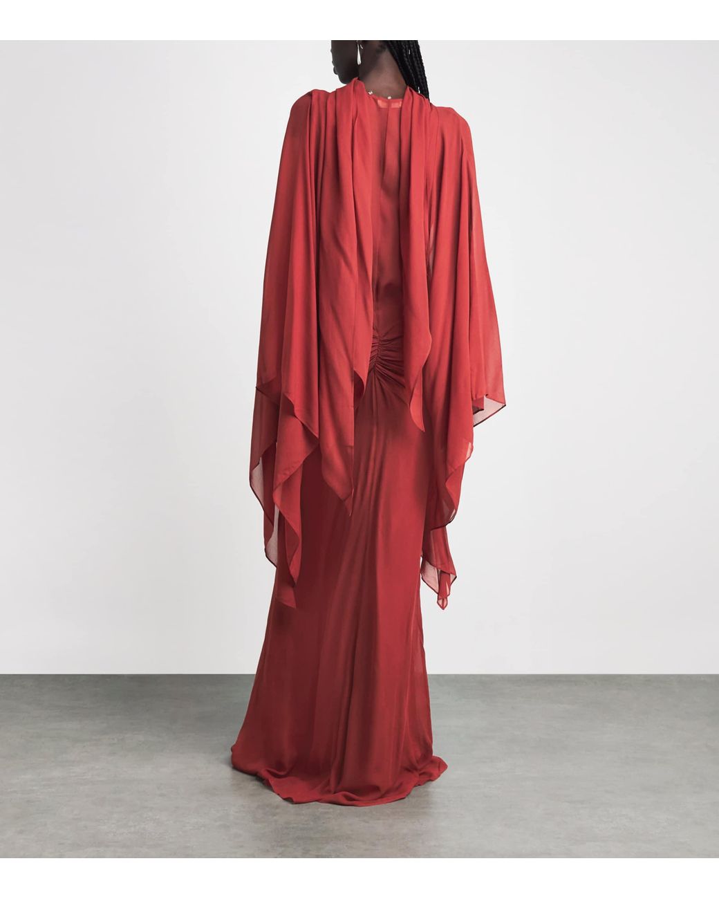 De La Vali Red Georgette Florencia Maxi Dress