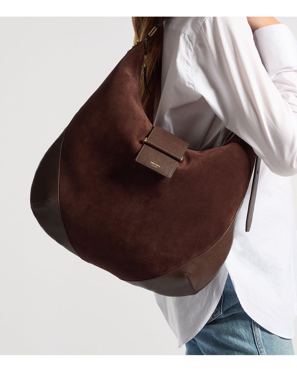 Jimmy Choo Brown Medium Bar Suede Shoulder Bag