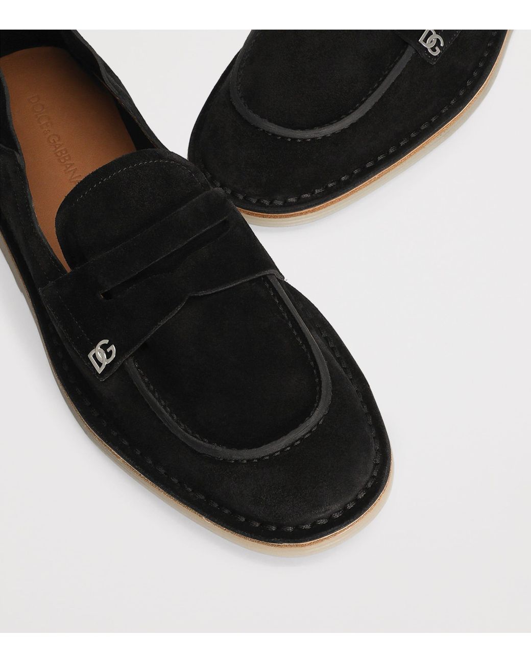 Dolce & Gabbana Black Suede Logo Loafers for men