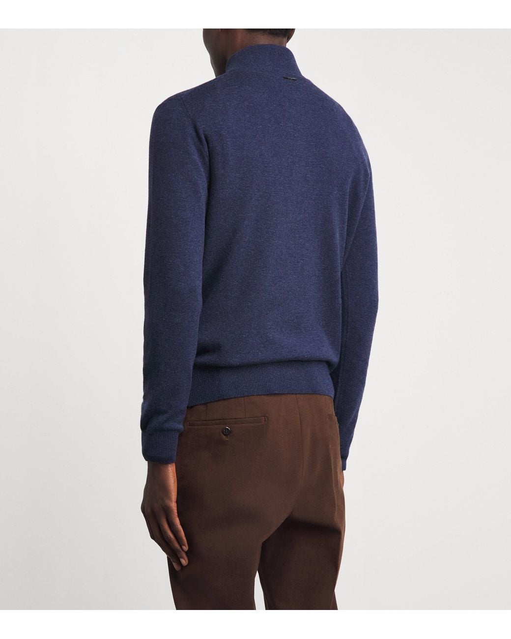 Corneliani Blue Virgin Wool-Cashmere Quarter-Zip Sweater for men