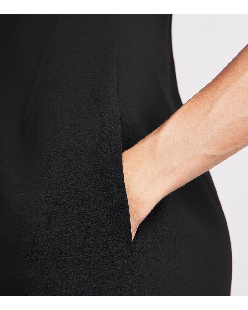 Jil Sander Black Wool Sablé V-Neck Midi Dress