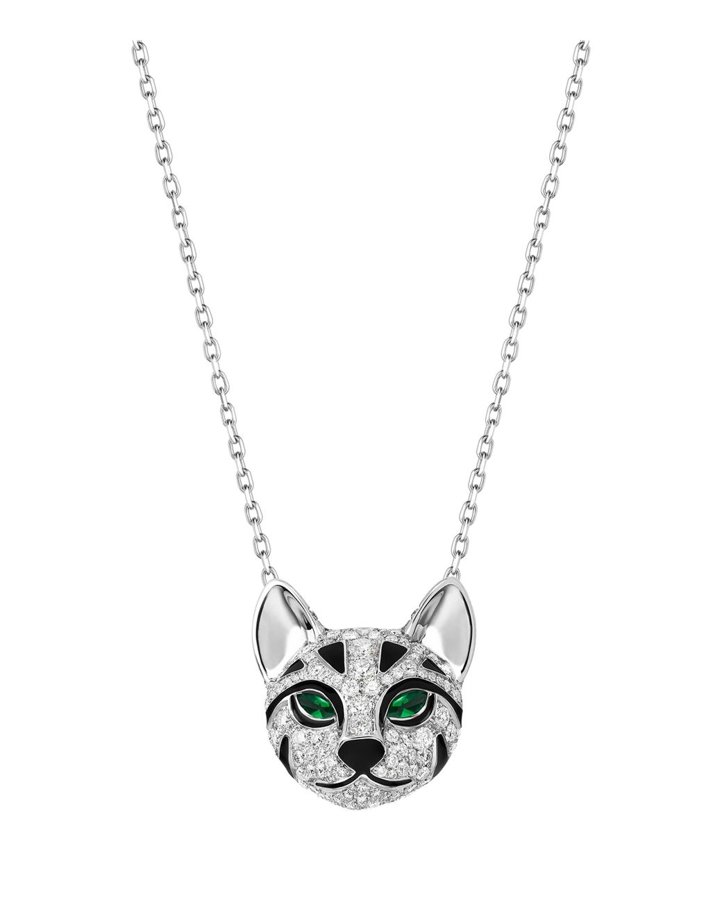 Boucheron Metallic Diamond And Emerald Fuzzy, The Leopard Cat Pendant Necklace