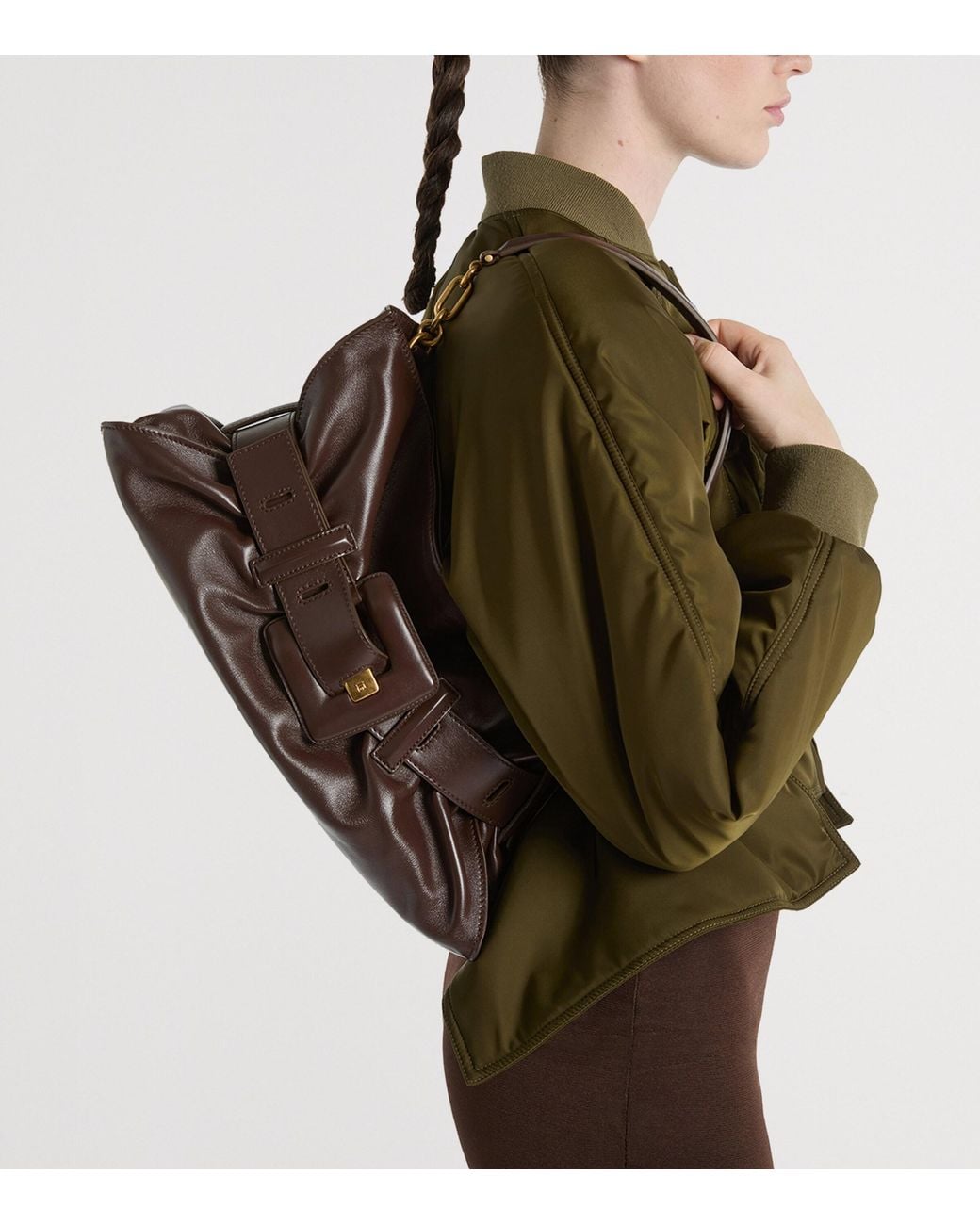 Balmain Brown Medium Leather Anthem Shoulder Bag