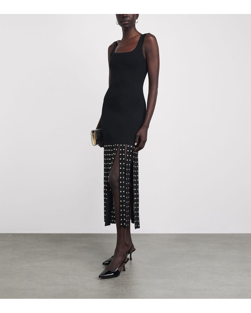 Sandro Black Knitted Fringe Midi Dress