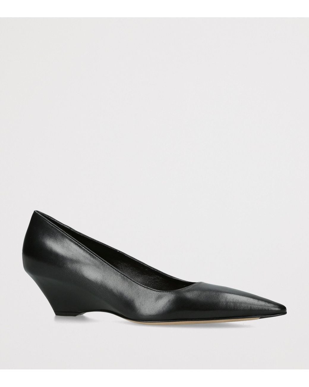 The Row Black Liisa Leather Wedge Pumps 45