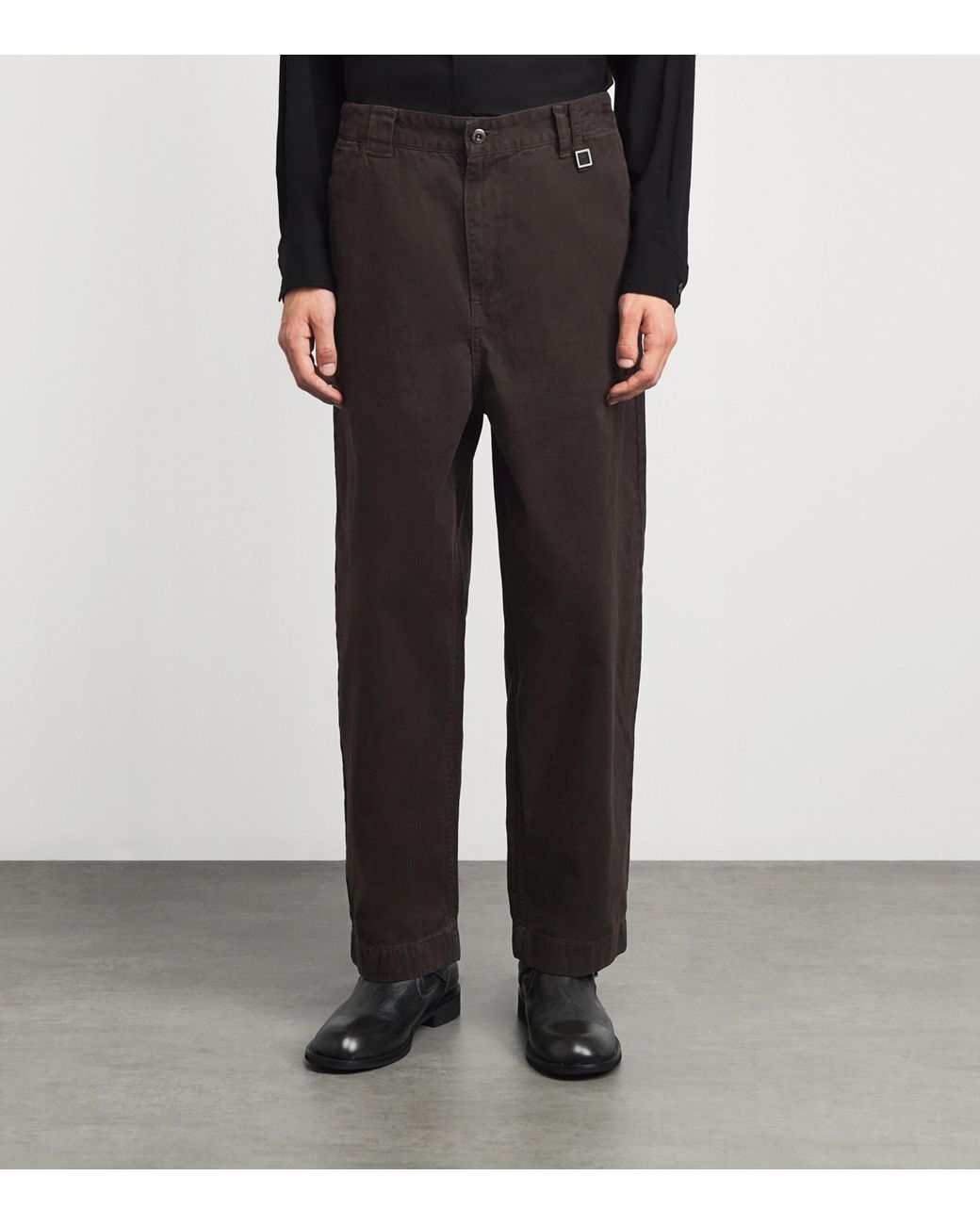Wooyoungmi Gray Cotton Canvas Wide-Leg Jeans for men