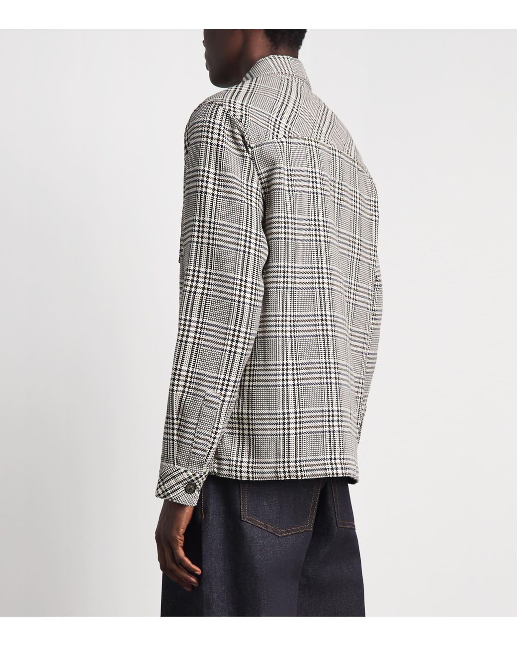 Barbour Gray Cotton Houndstooth Alderney Overshirt for men