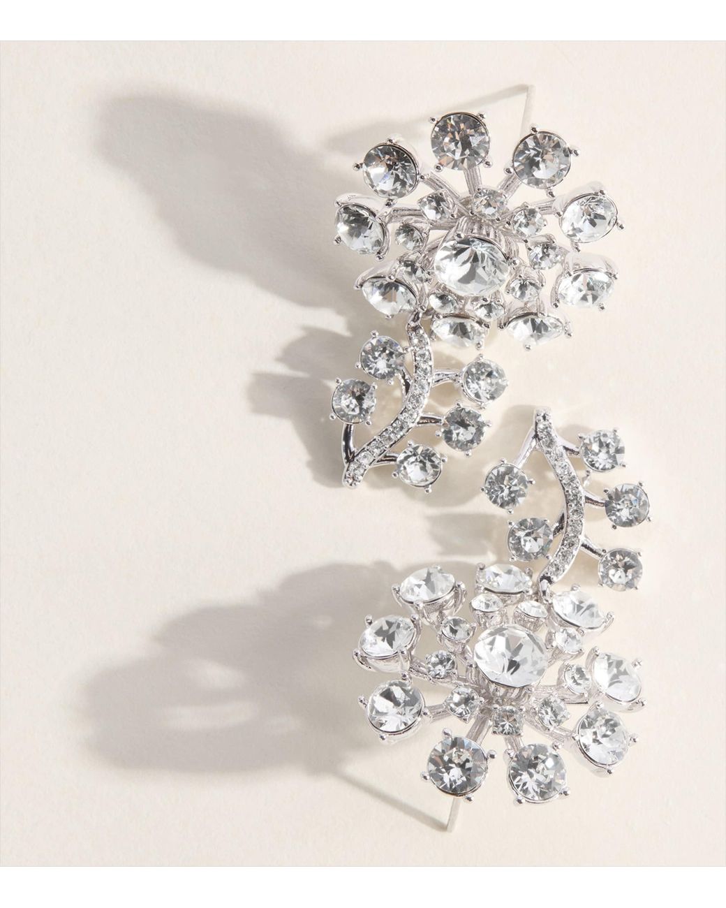 Self-Portrait Natural Crystal-Embellished Floral Drop Earrings