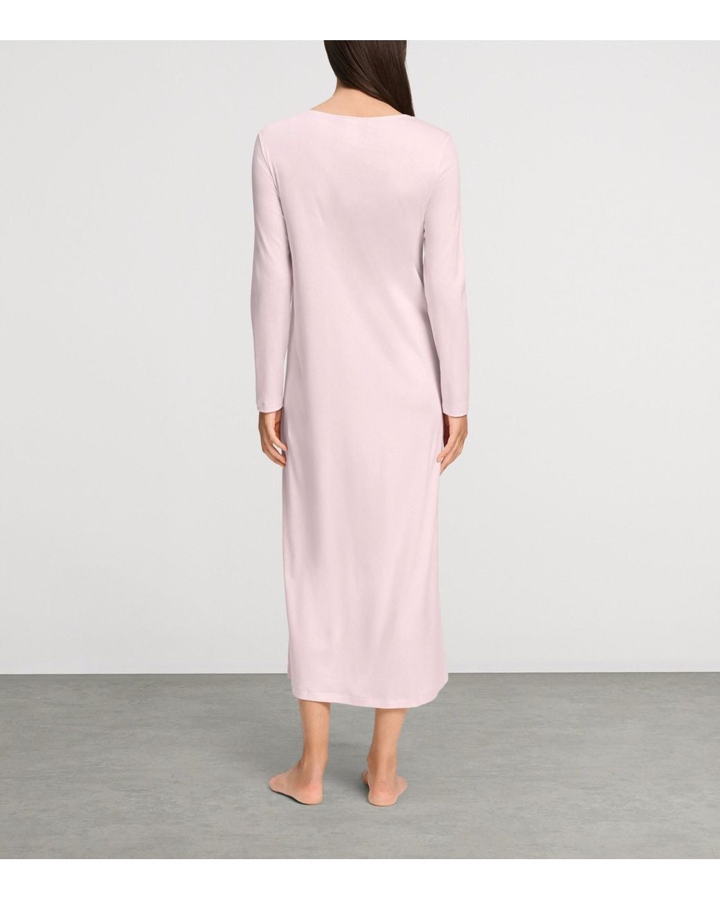 Hanro Pink Cotton Rosaria Long-Sleeve Nightdress