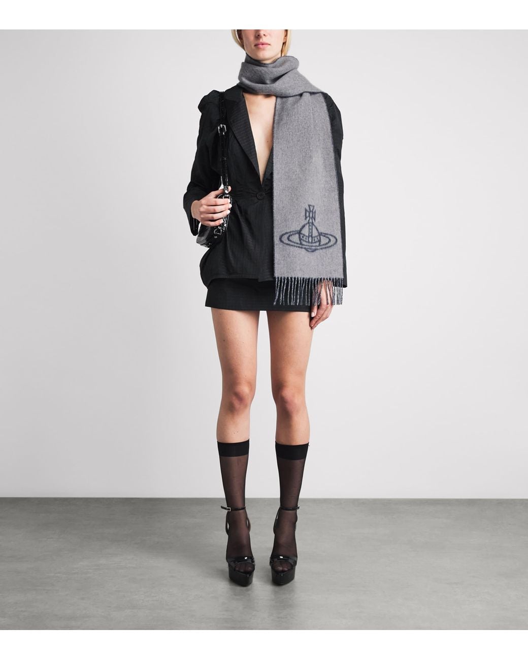 Vivienne Westwood Gray Wool Orb Scarf