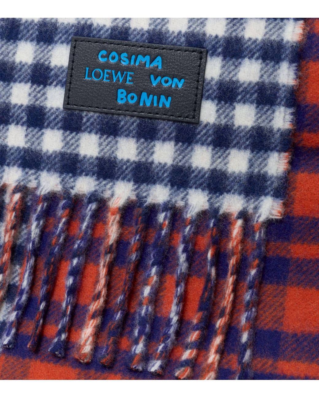 Loewe Red X Cosima Von Bonin Wool-Cashmere Check Scarf