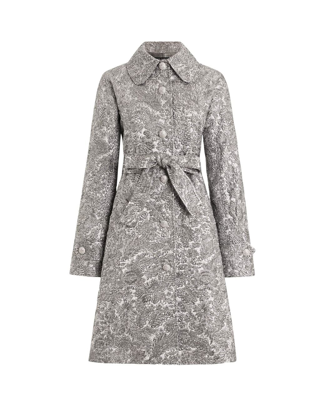 DOLCE&GABBANA 千鳥格子柄トレンチコート ベルテッド グレー 44 マルチ