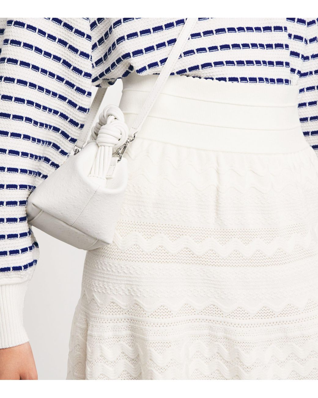 Molli White Cotton Crochet Midi Skirt