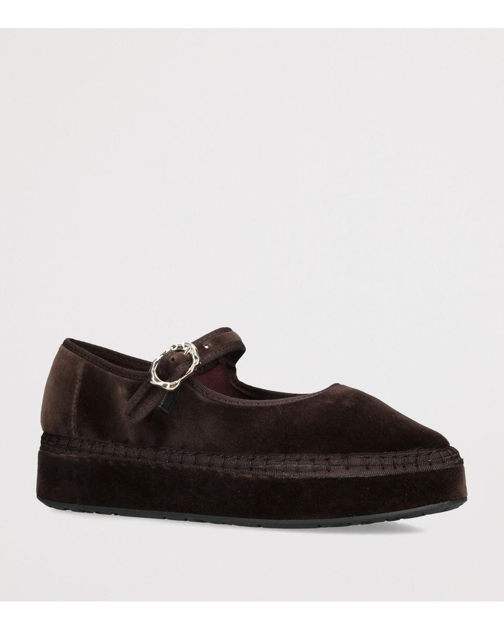 Flabelus Black Velvet Double Mary Jane Flats