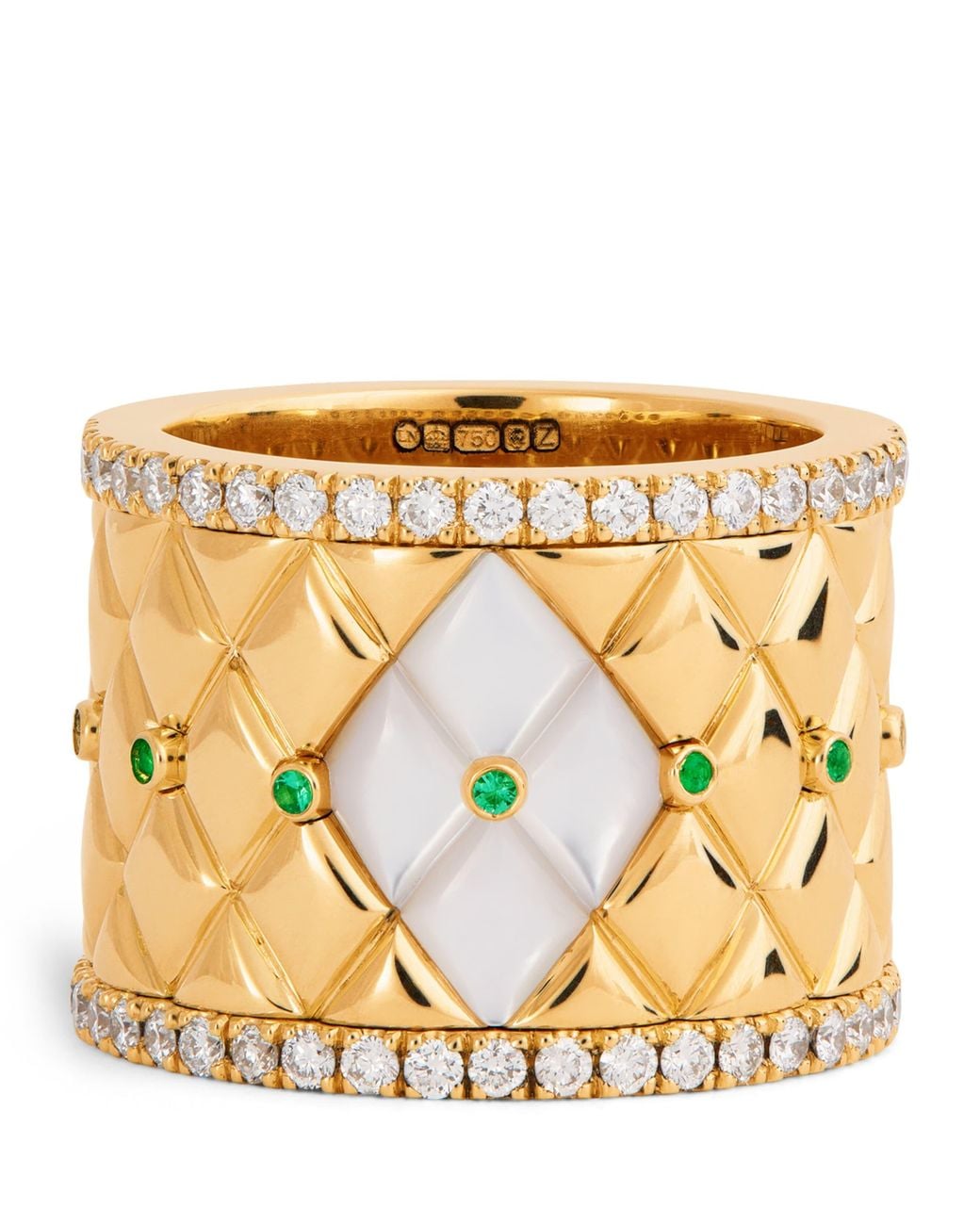 L'Atelier Nawbar Metallic Large, Diamond, Emerald And Pearl Bond Street Ring