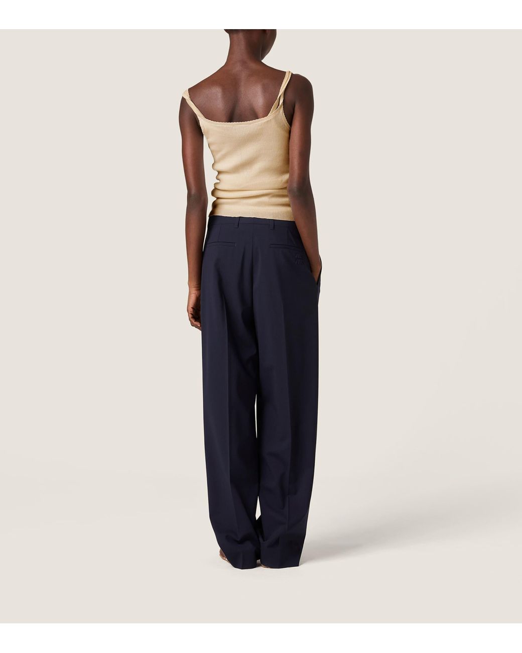Miu Miu Blue Wool-Blend Tailored Trousers