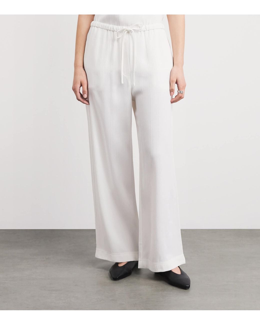 Totême  White Woven Stripe Wide-Leg Trousers