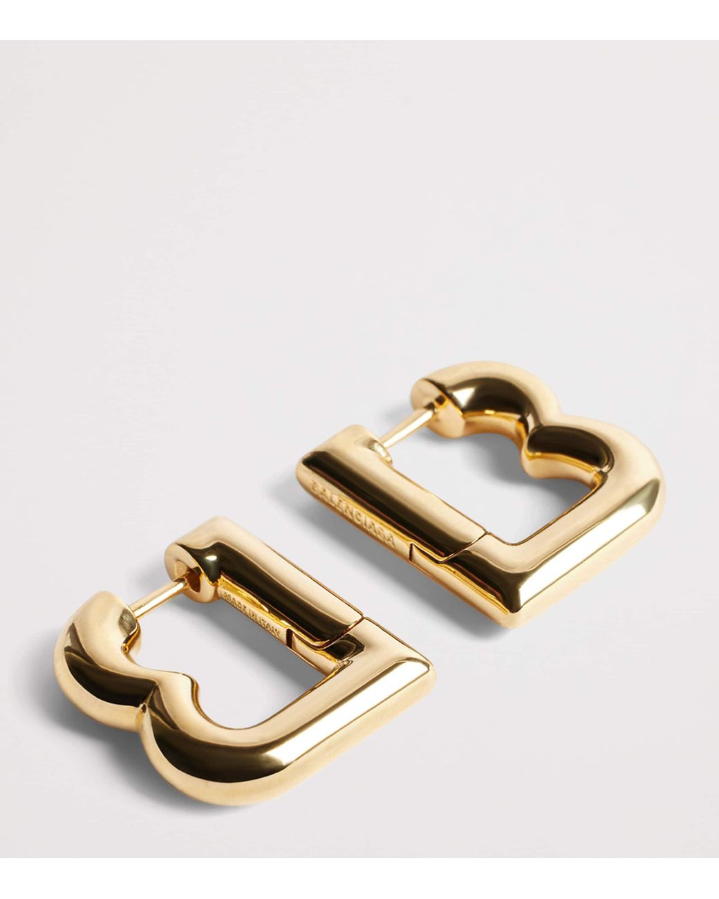 Balenciaga Metallic Xs B Hoop Earrings for men