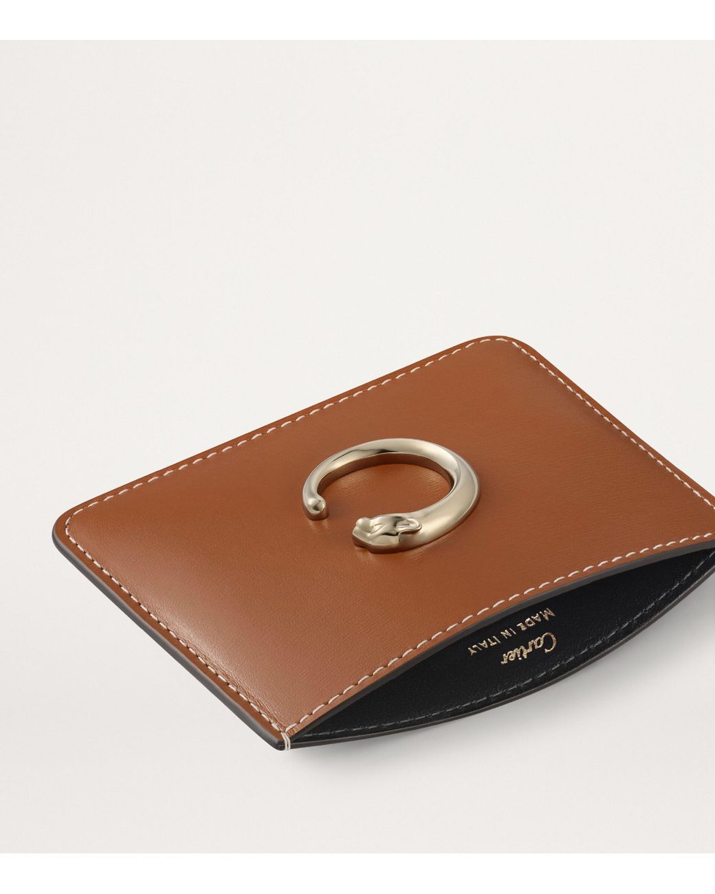 Cartier Brown Leather Panthère De Card Holder