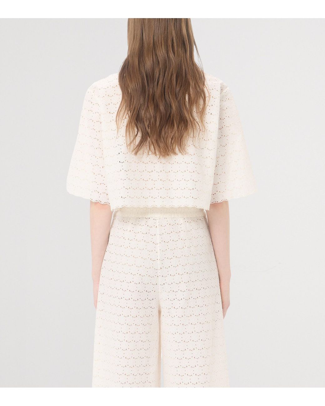 Valentino Natural Cropped Broderie Anglaise Shirt