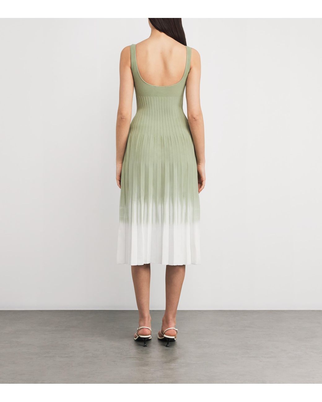 STAUD Knitted Ellison Midi Dress in Green | Lyst