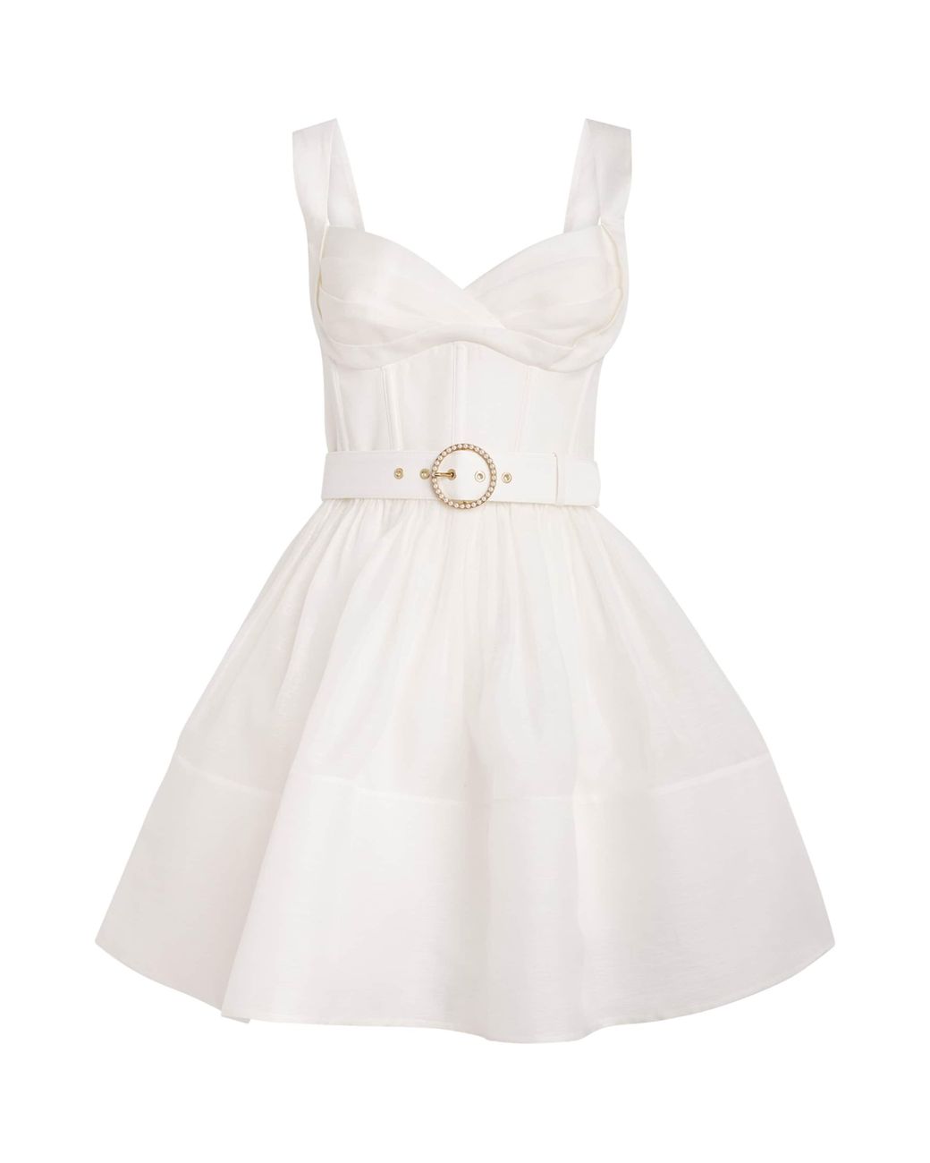 Zimmermann White Linen-Silk Belted Mini Dress
