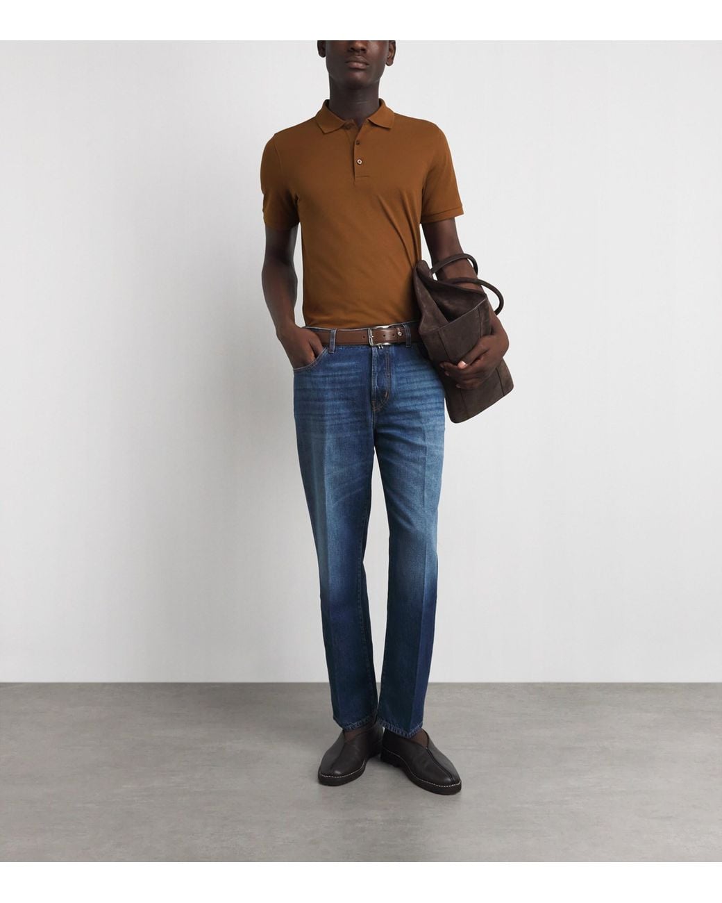 Falke Brown Pima Cotton Piqué Polo Shirt for men