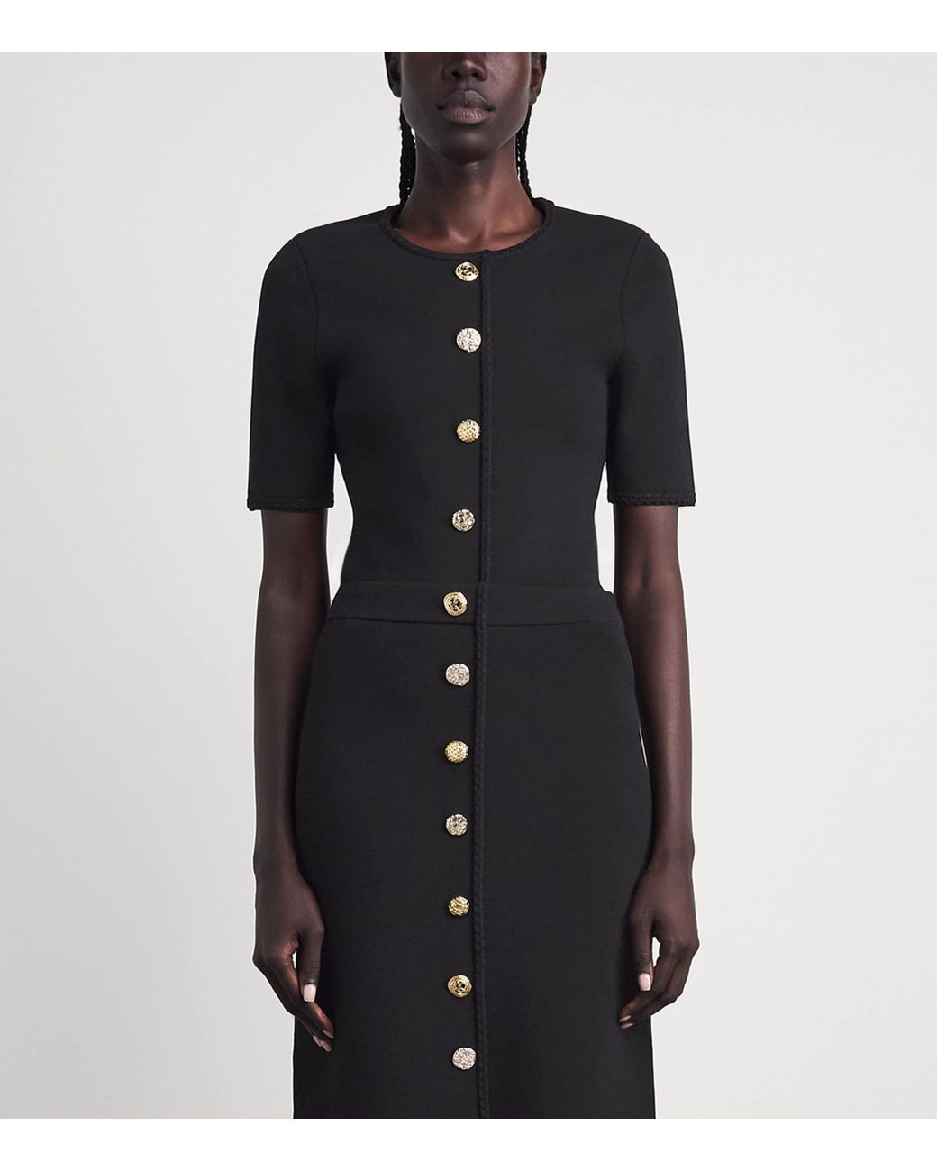 Claudie Pierlot Black Braid-Detail Knitted Top