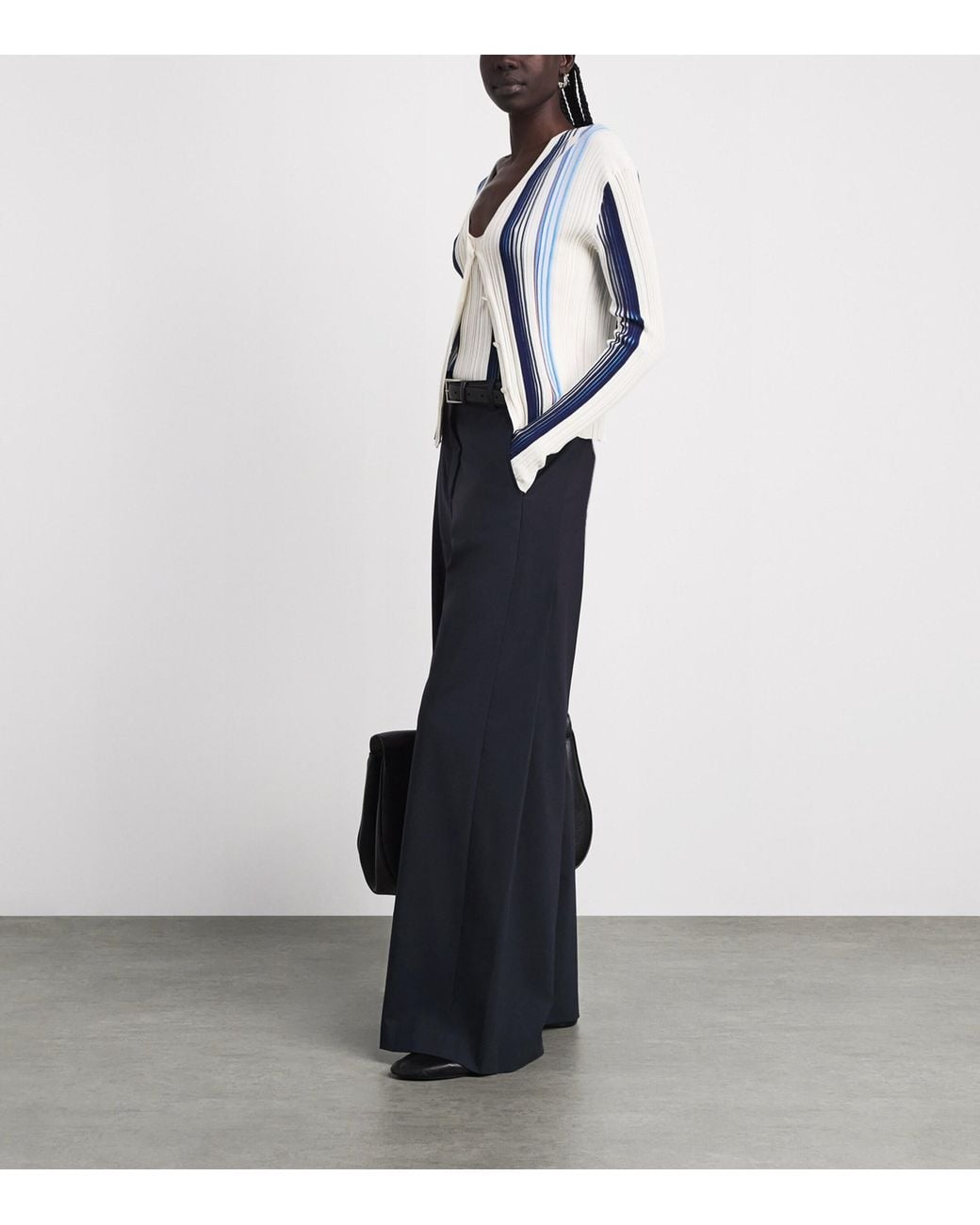 Theory Blue Wool-Blend Wide-Leg Trousers