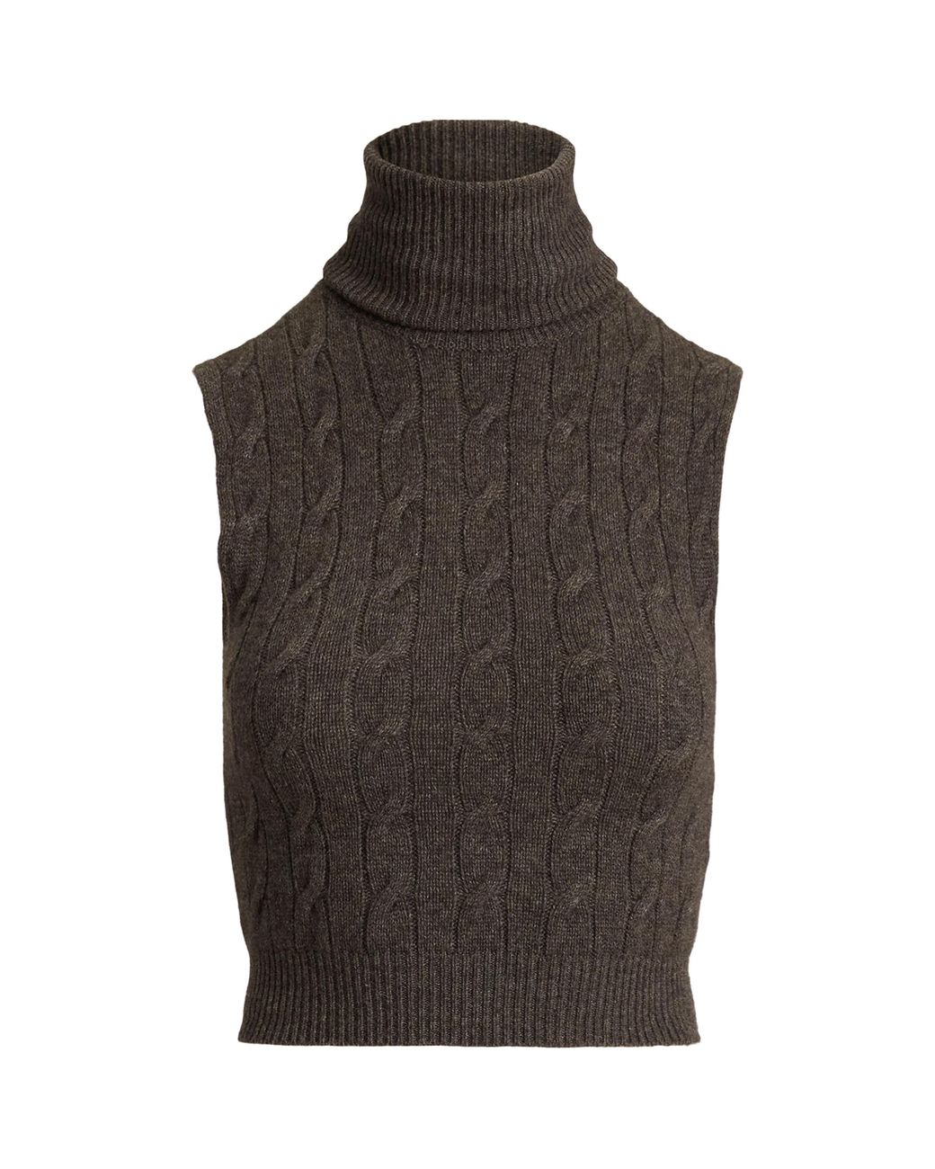 Ralph Lauren Brown Cashmere Cable-Knit Sweater Vest