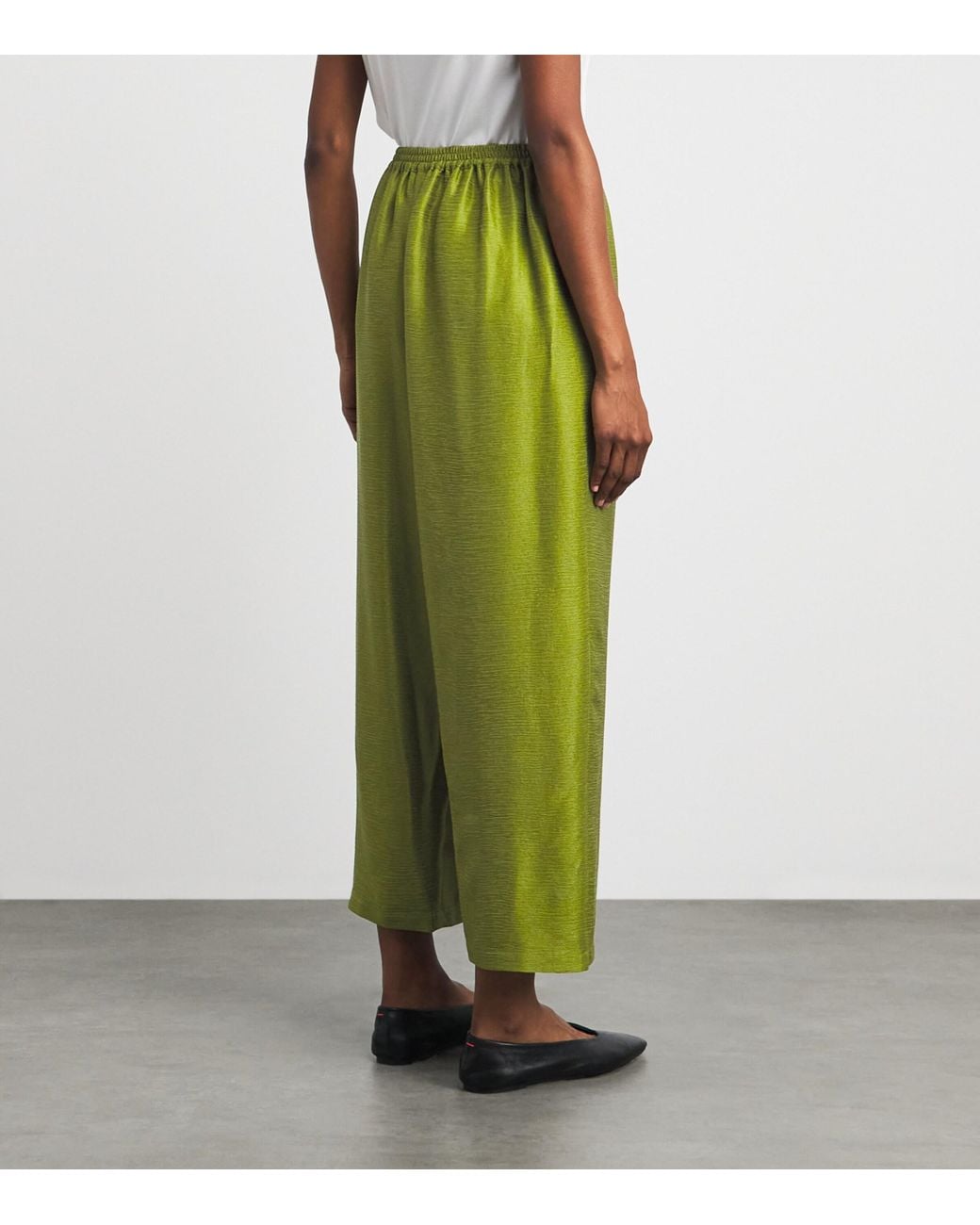 Eskandar Green Silk Plissé Japanese Trousers
