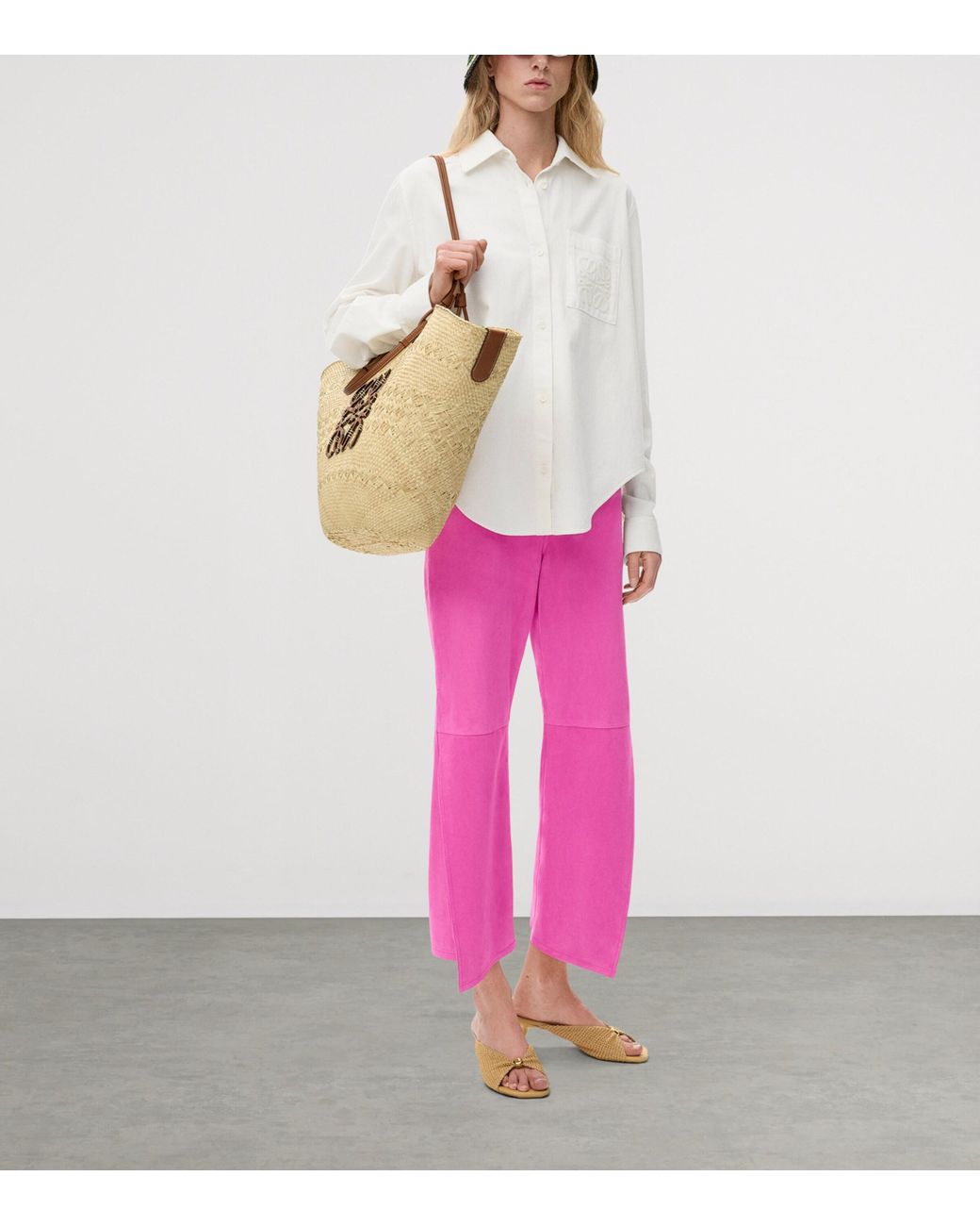 Loewe Pink X Paula's Ibiza Suede Split-Leg Flared Trousers