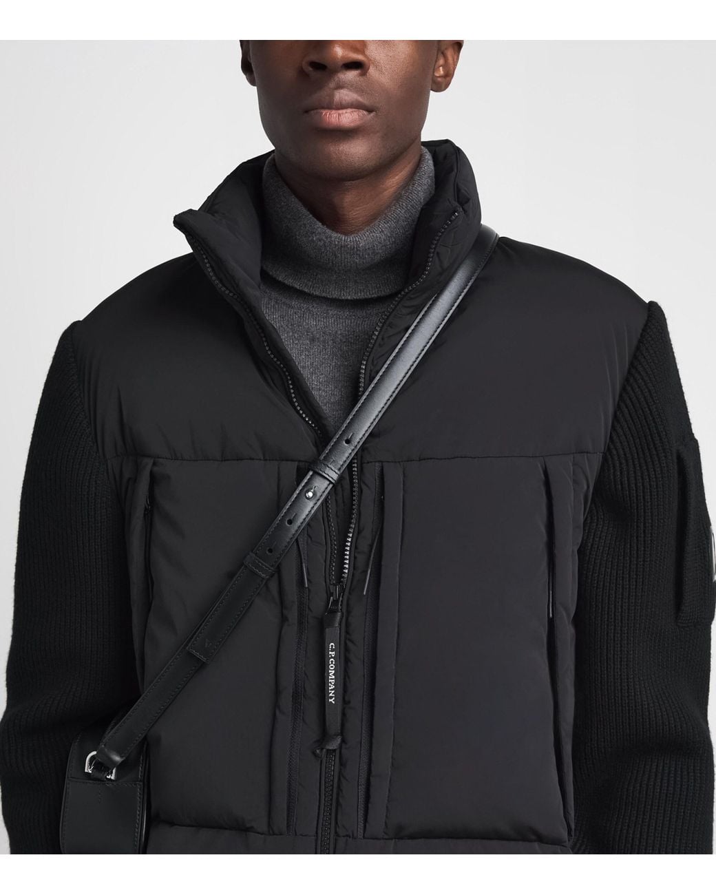 C P Company Black Merino Wool Reversible Jacket for men