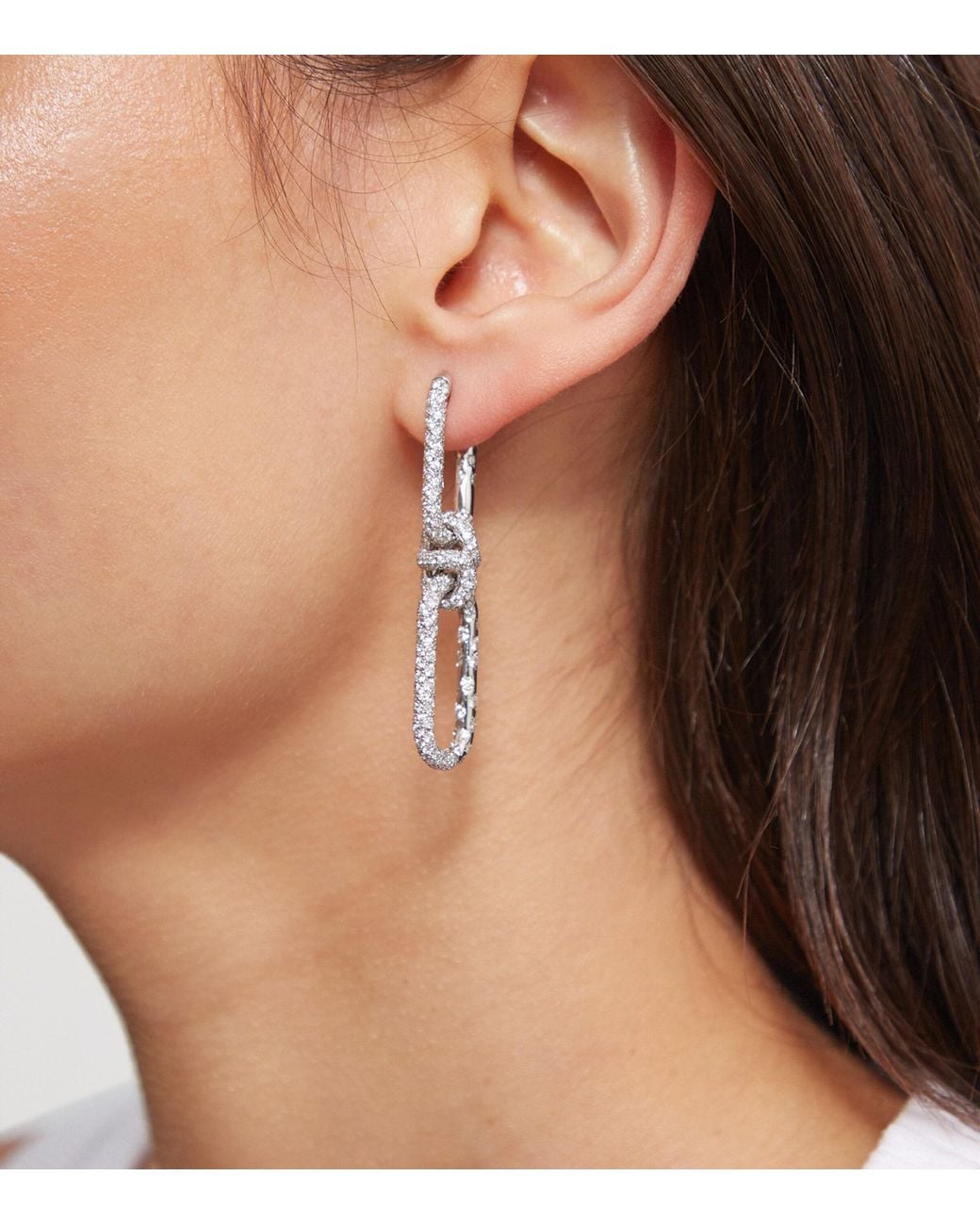Annoushka White And Diamond Knuckle Dust Double Hoop Earrings