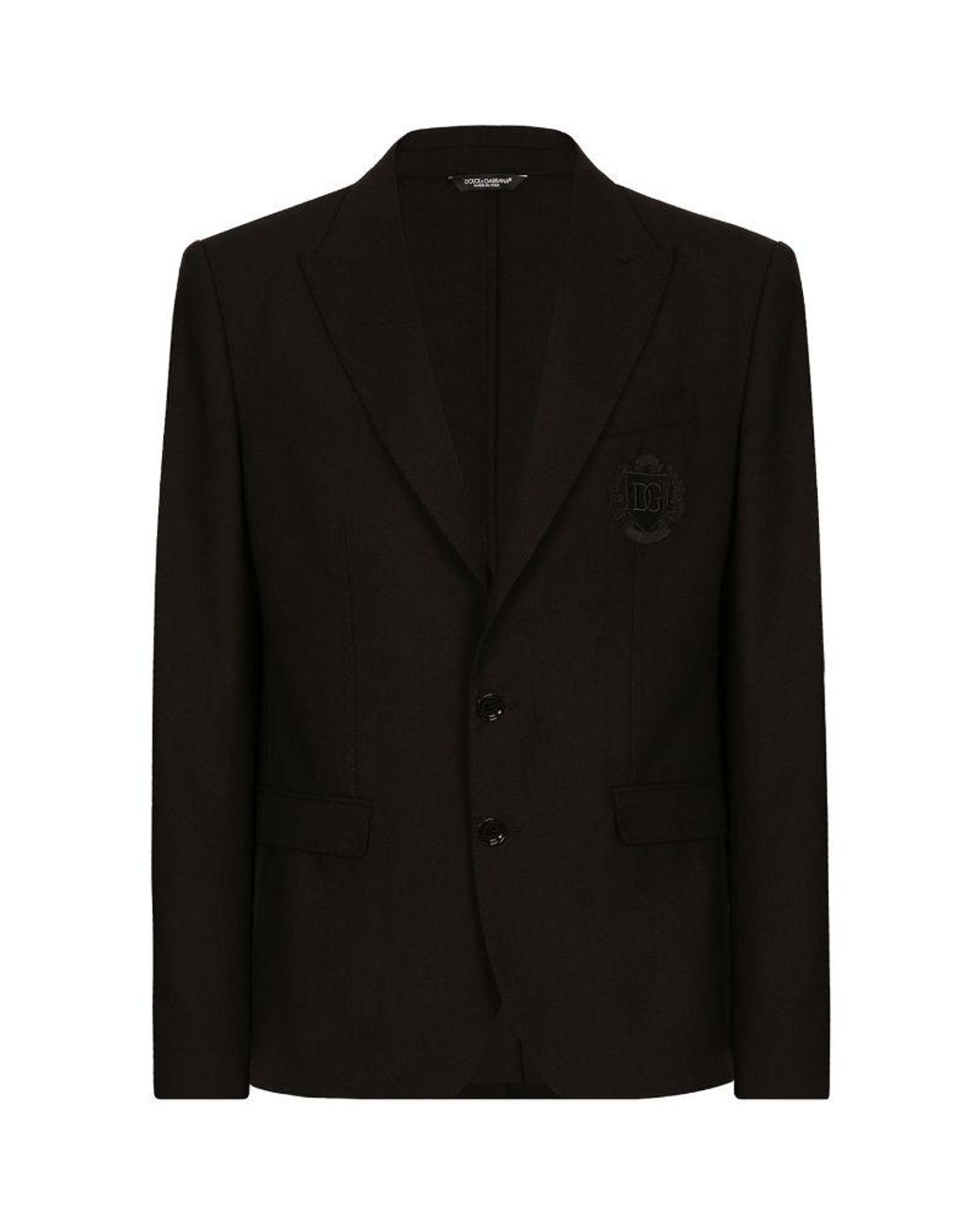 Dolce & Gabbana Black Heraldic Patch Single Breasted Blazer Jacket main image 0