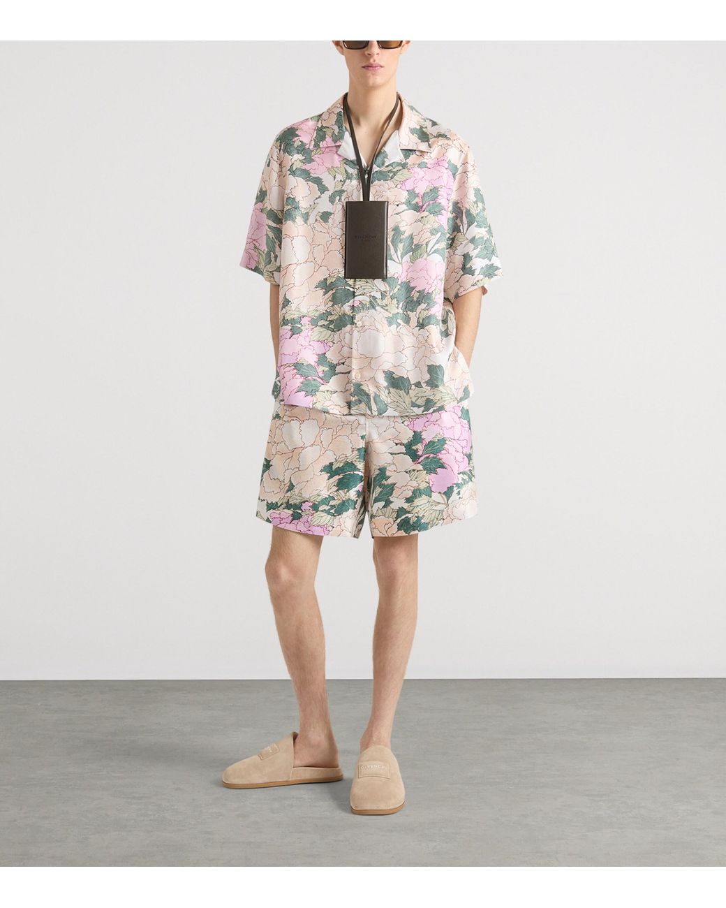 Givenchy Gray Silk Floral Print Shirt for men