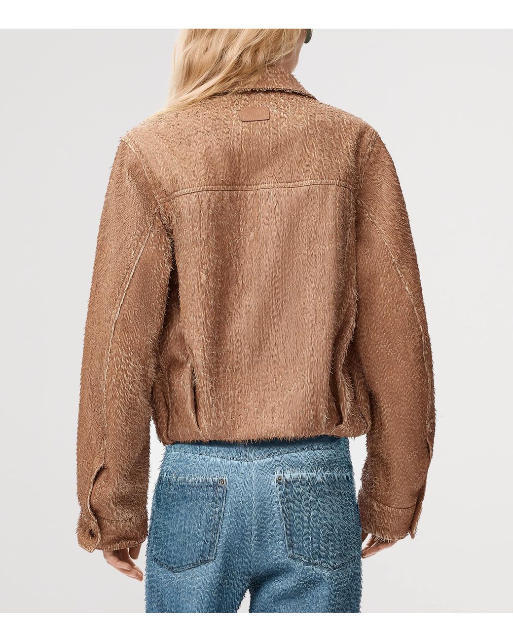 Loewe Brown Textured Lambskin Oversized Jacket