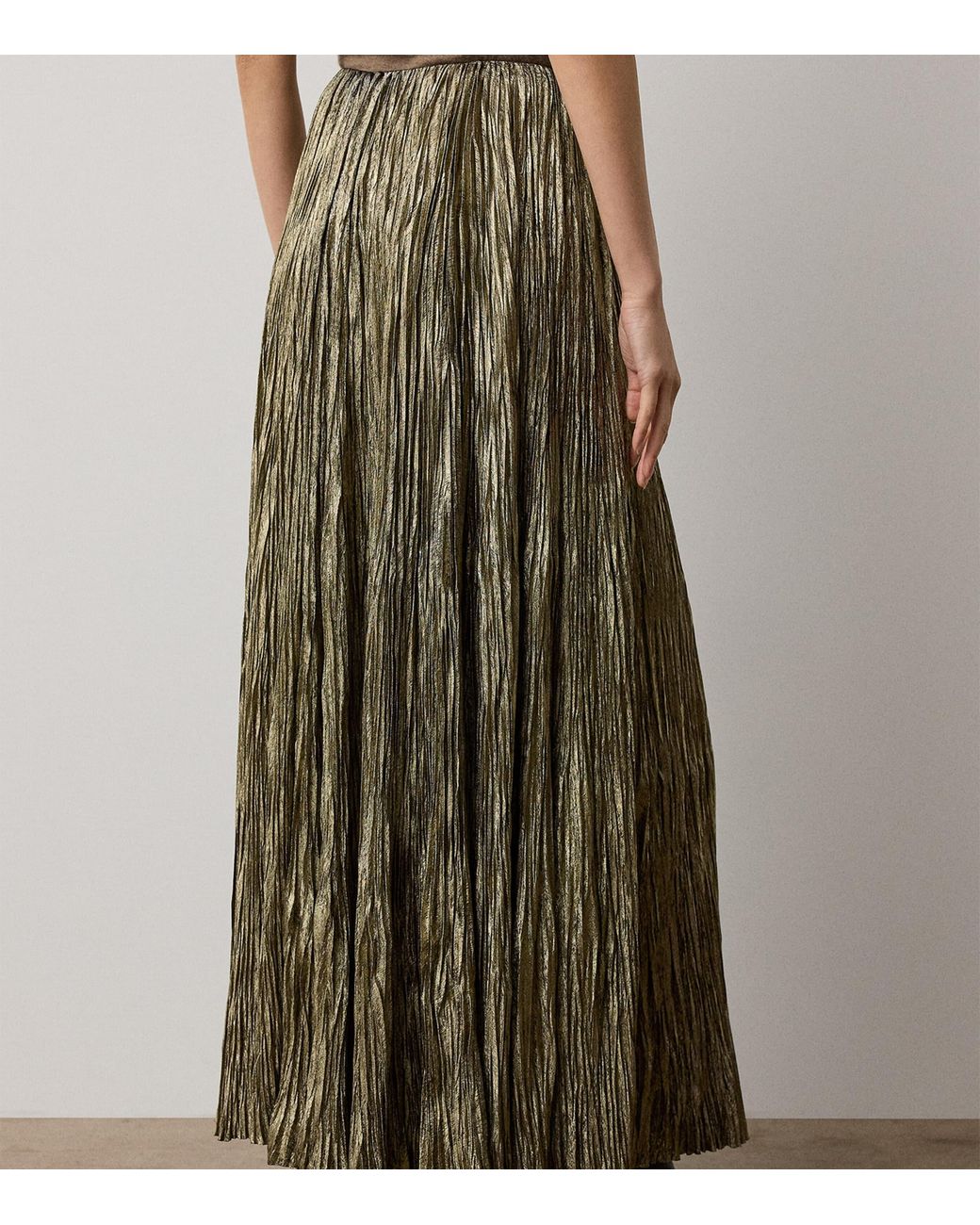 Ralph Lauren Natural Pleated Maxi Skirt