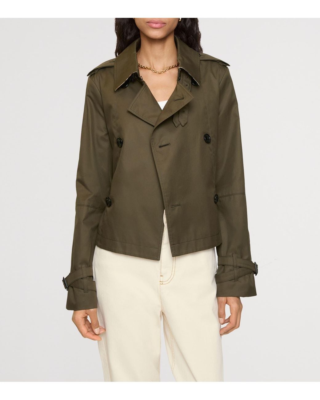 Burberry Green Tropical Gabardine Cropped Jacket