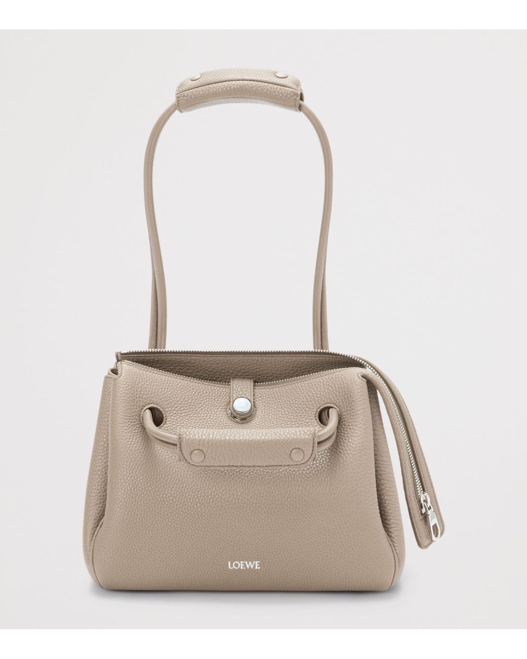 Loewe Gray Small Grained Leather Madrid Shoulder Bag