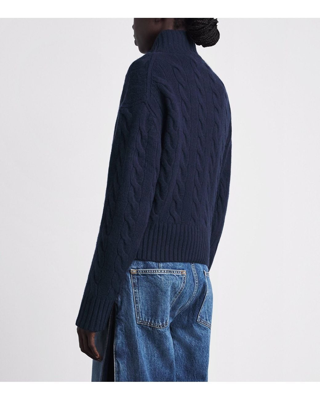 Polo Ralph Lauren Blue Wool-Cashmere Quarter-Zip Sweater