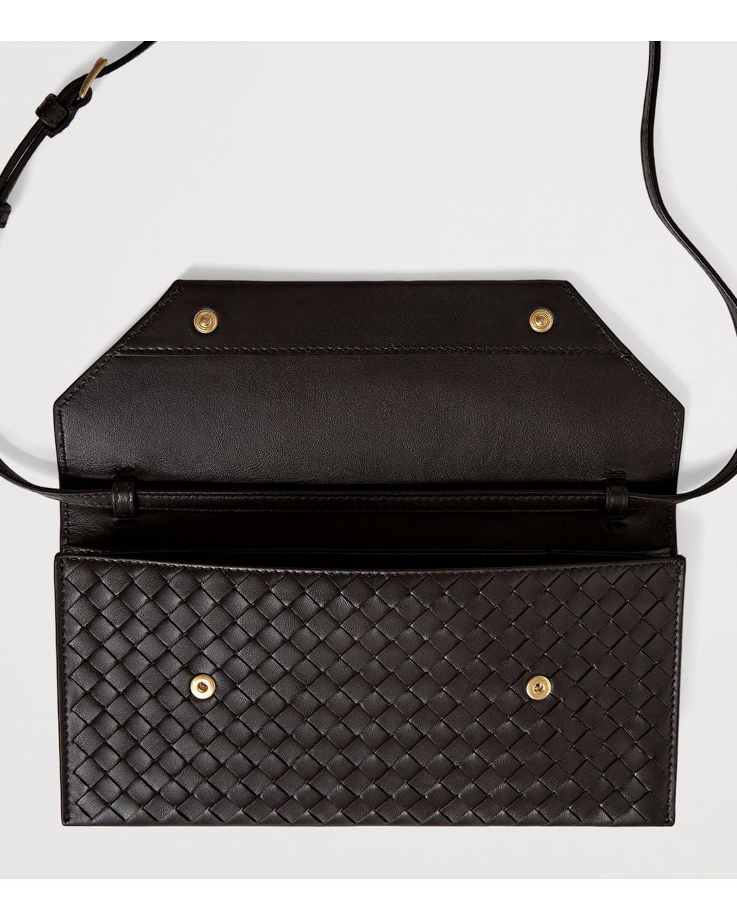 Bottega Veneta Black Nappa Leather Intrecciato Piccolo Envelope Pouch
