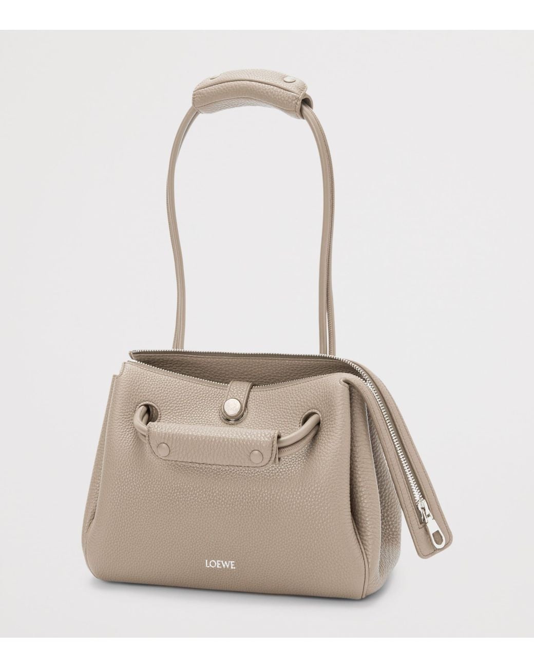 Loewe Gray Small Grained Leather Madrid Shoulder Bag